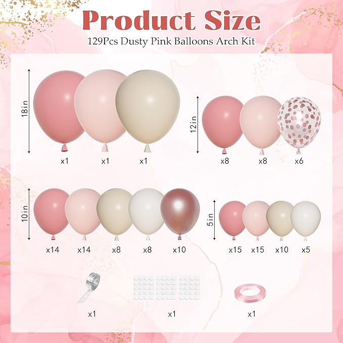Dusty Pink Balloon Garland Kit – Party Arch Decoration Set