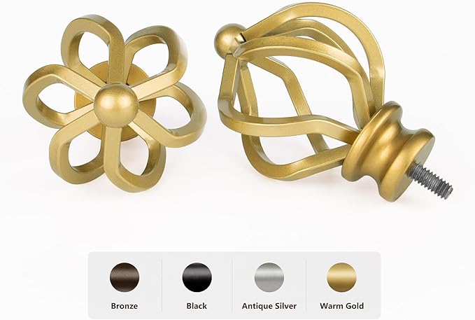 KAMANINA Gold Curtain Rods for Windows 72 to 144 Inch, Long Curtain Rod 32 to 144 Inches (2.6-12ft), 6/8 In Splicing Adjustable Single Drapery Rod with Twisted Cage Finial