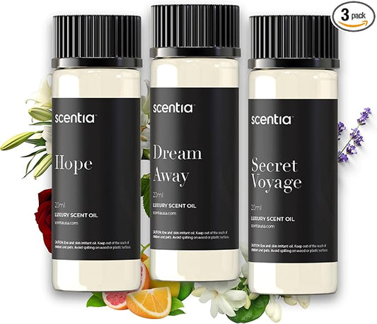 Perfume-Inspired Essential Oil Set – 3×20ml Diffuser Oils with Floral & Woody Notes | Designer Fragrance Blends for Home, Spa & Aromatherapy - Thanksgiving & Holiday Gift