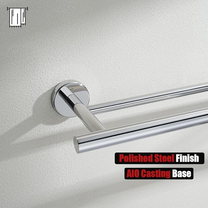JQK Double Bath Towel Bar, 39 Inch 304 Stainless Steel Thicken 1mm Towel Rack for Bathroom, Bath Towel Holder Polished Chrome Wall Mount, Useable Length 36 Inch, TB100L36-CH