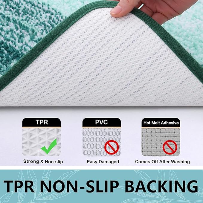 Arotive Microfiber Bathroom Rugs, Shaggy Soft and Absorbent Bath Rug, Non-Slip, Thick Plush Machine Washable Dry Bath Mats for Bathroom, Tub and Shower, 40x24, Dark Green, Rectangular