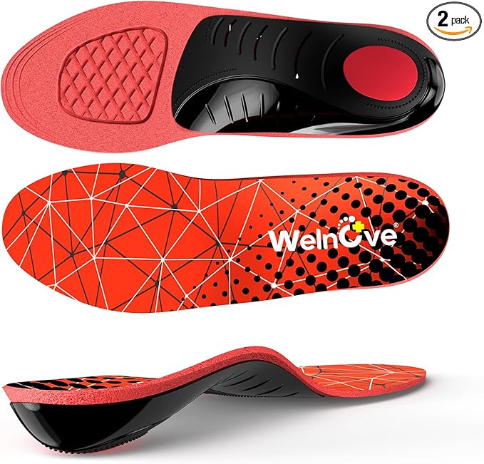 Arch Support Insoles for Plantar Fasciitis - Welnove Ultra Light High Arch Support Inserts - Orthotic Shoe Insole for Heel Pain, Flat Feet,Heel Spurs - Work Boot Insoles for Standing All Day (M)