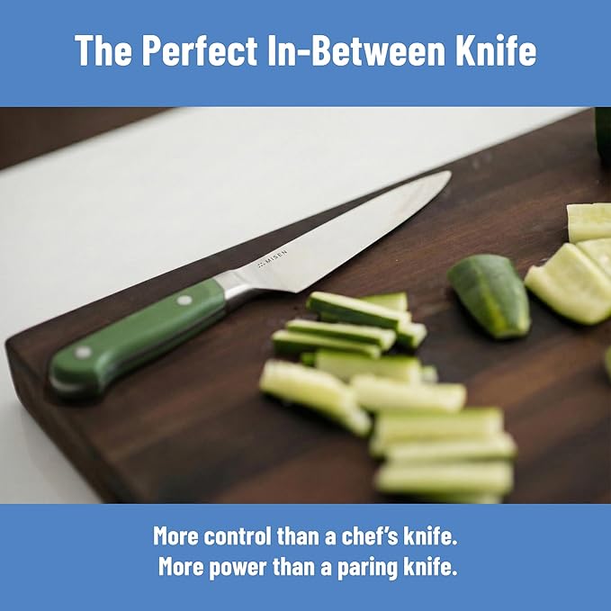 Misen 5.5" Utility Knife – High Carbon Japanese AUS-10 Stainless Steel – Hybrid German & Japanese Blade – Precision Kitchen Knife for Professionals & Home Cooks – Ultimate Cutting Performance - Green