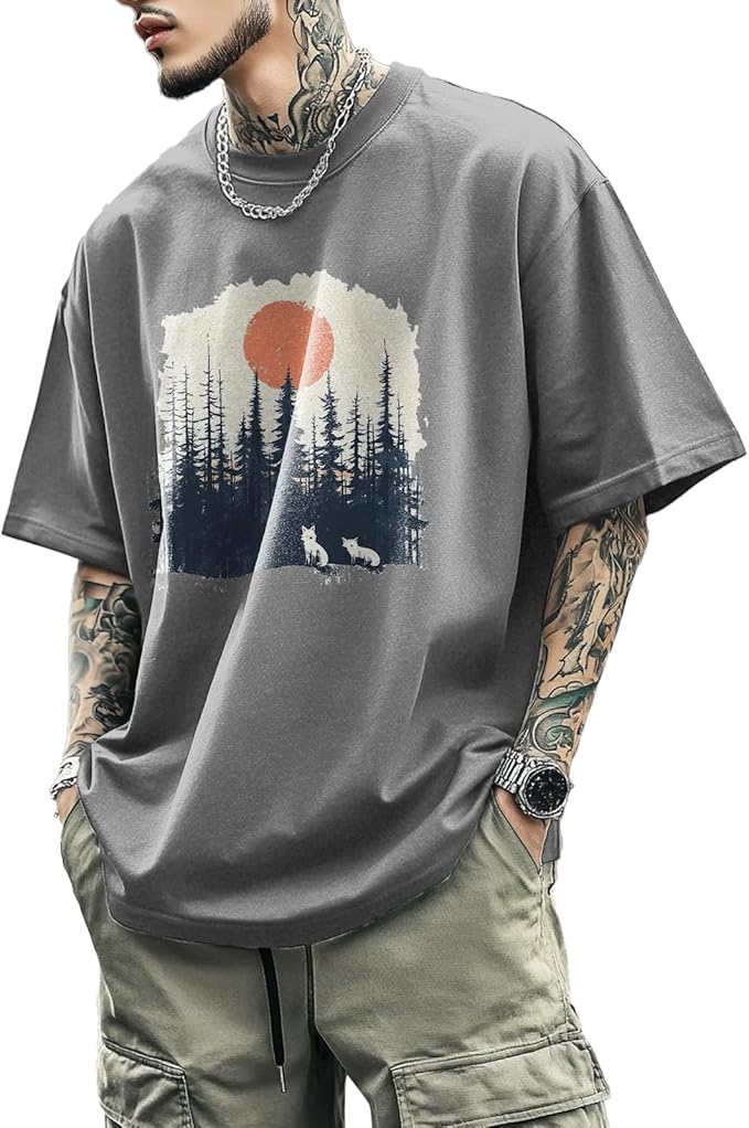 Mens Dragon Grpahic T-Shirts Short Sleeve 100% Cotton Crewneck Big and Tall Outdoor Summer Quick Dry Undershirts
