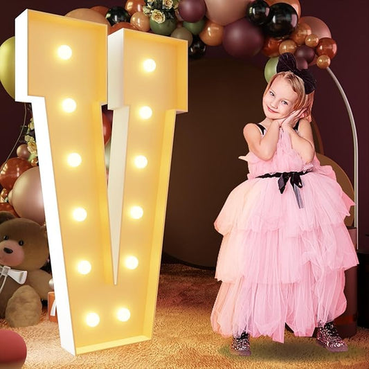 imprsv 4FT Marquee Letters Large Light Up Letters for Birthday Party Decor Wedding Decorations, Marquee V for Party Decoration Large Signs Arch Kit Decorations