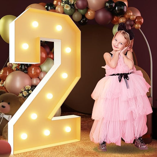 imprsv 4FT Marquee Numbers, Light Up Numbers 2 for 21st Birthday Decorations, Marquee Light up Letters Anniversary Party Decor, Pre-Cut Foam Board Kit