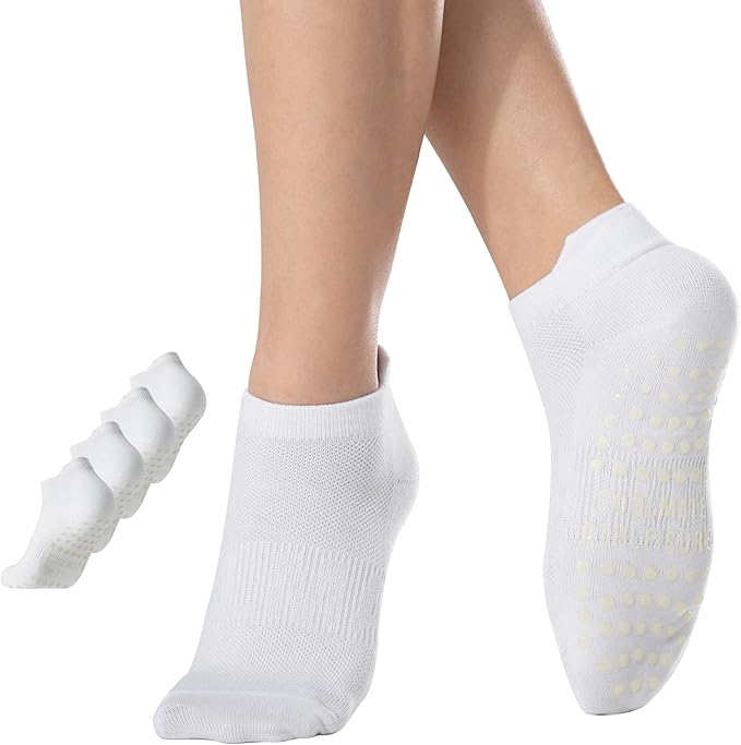 CoolMate Pilates Socks with Grips for Women, Yoga Socks, Crew Non Slip Women for Barre, Pilates Gifts
