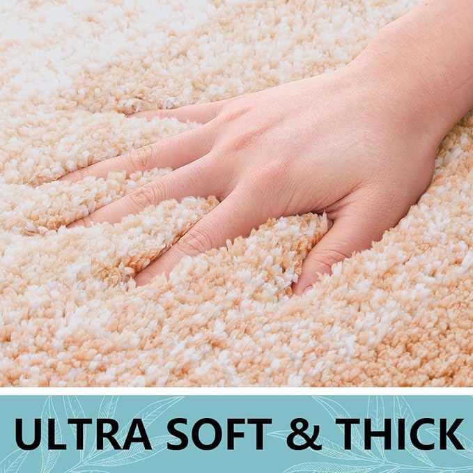 Arotive Microfiber Bathroom Rugs, Shaggy Soft and Absorbent Bath Rug, Non-Slip, Thick Plush Machine Washable Dry Bath Mats for Bathroom, Tub and Shower, 59x24, Peach, Rectangular