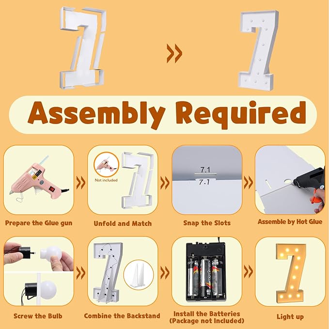 imprsv 4FT Marquee Numbers, Light Up Numbers 7 for 70th Birthday Decorations, Marquee Light up Letters Anniversary Party Decor, Pre-Cut Foam Board Kit