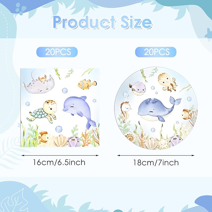 Under The Sea Party Tableware Set – Plates & Napkins for Birthday Party