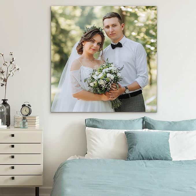 WayToLight Custom Canvas Prints with Your Photos, Canvas Wall Art for Friends, Couples and Weddings, Ideal for Bedroom, Office Decor (24" X 24")
