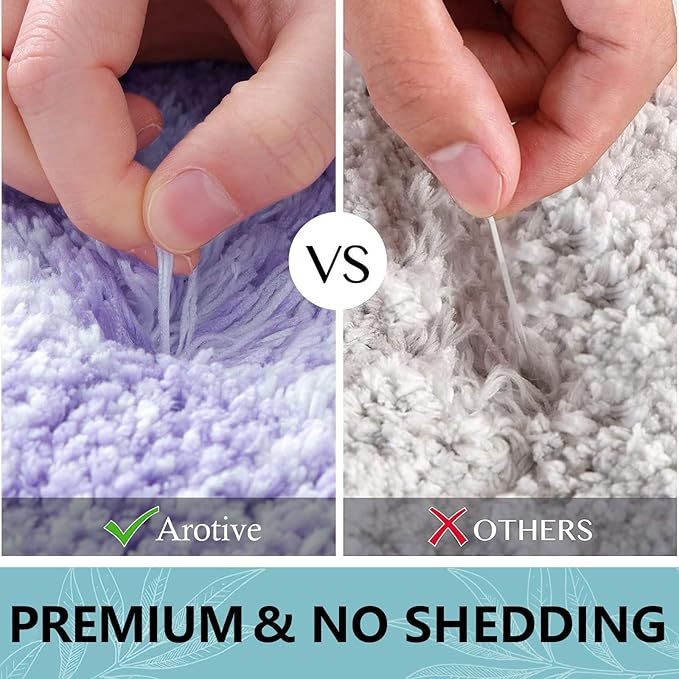 Arotive Microfiber Bathroom Rugs, Shaggy Soft and Absorbent Bath Rug, Non-Slip, Thick Plush Machine Washable Dry Bath Mats for Bathroom, Tub and Shower, 24x16, Dark Purple, Rectangular