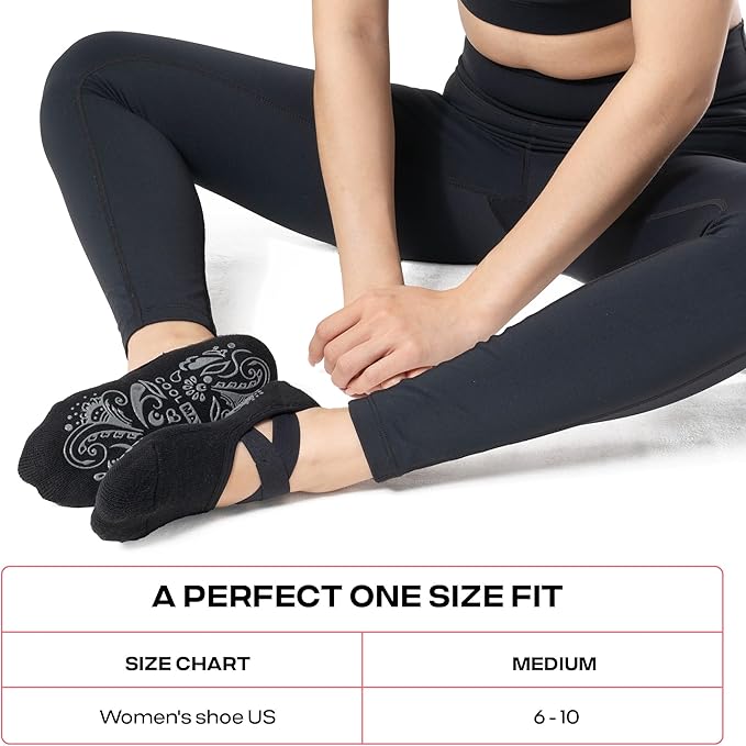 CoolMate Pilates Socks with Grips for Women, Yoga Socks, Crew Non Slip Women for Barre, Pilates Gifts