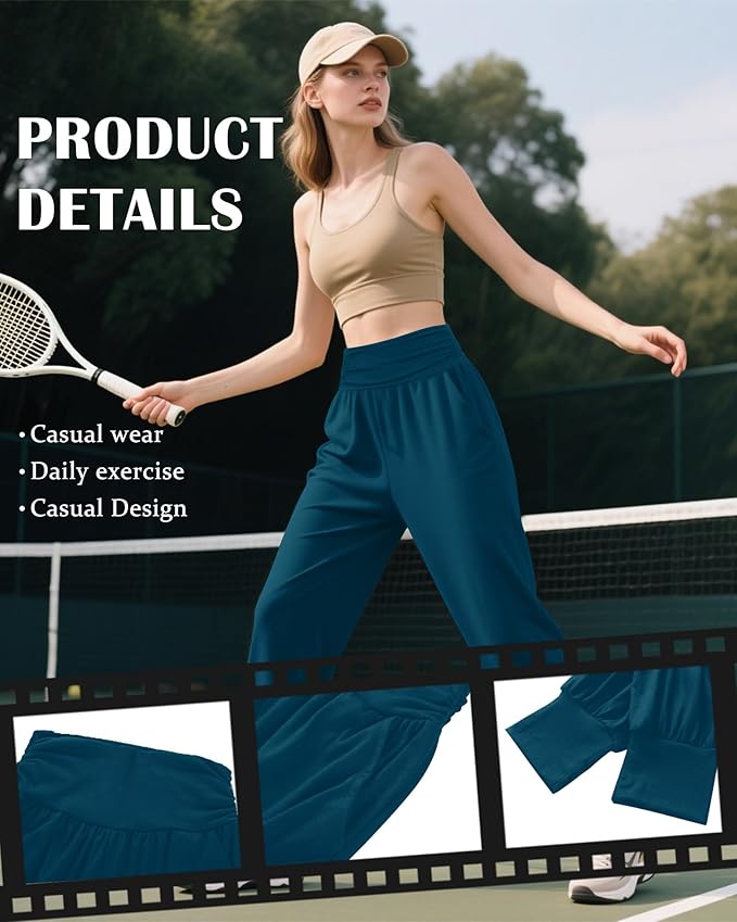 2 Pack Women's Yoga Joggers, Cozy Sweatpants with Pockets Casual Loose Comfy High Waisted Lounge Pants