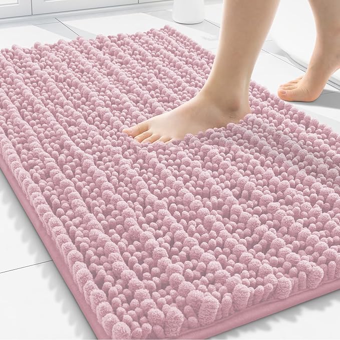 Smiry Bathroom Rugs Mat 30x20, Extra Soft Absorbent Chenille Bath Rugs, Non Slip Rubber Backing Machine Washable Quick Dry Bath Mats for Bathroom Floor, Tub, Shower, Home Decor Accessories, Dusty Rose