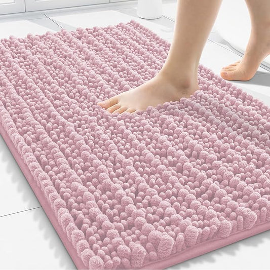 Smiry Bathroom Rugs Mat 30x20, Extra Soft Absorbent Chenille Bath Rugs, Non Slip Rubber Backing Machine Washable Quick Dry Bath Mats for Bathroom Floor, Tub, Shower, Home Decor Accessories, Dusty Rose