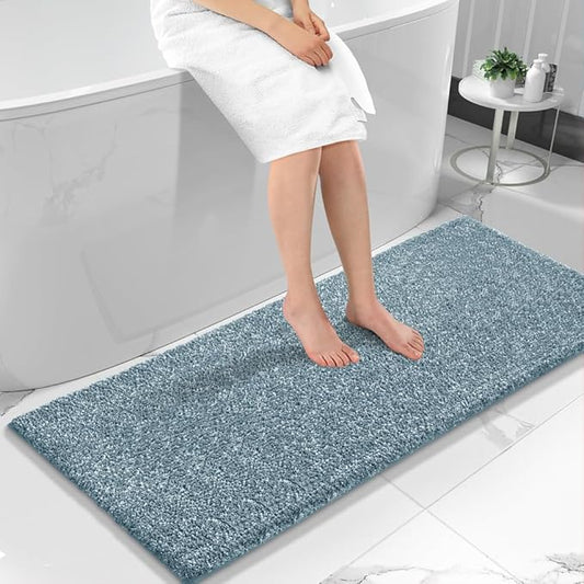Yimobra Bathroom Runner Rug Non Slip Washable, Soft Absorbent Microfiber Long Bath Mat, Dual-Tone Decor Rug with Rubber Backing for Floor,Tub and Hallway,70x24,Home Essentials,Denim Blue