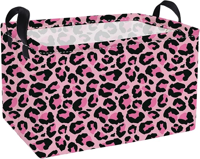 Pink Leopard Kids Storage Basket – Toy Organizer Bin