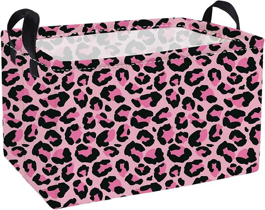 Pink Leopard Kids Storage Basket – Toy Organizer Bin