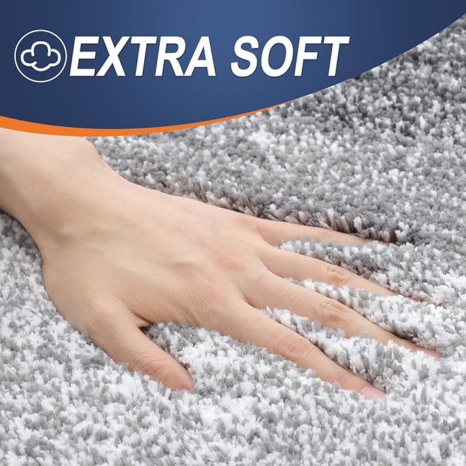 OLANLY Bathroom Rug Mat 59x24, Extra Soft and Absorbent Microfiber Bath Rugs, Non-Slip Plush Shaggy Bath Carpet Runner, Machine Wash Dry, Bath Mats for Bathroom Floor, Tub and Shower, Grey
