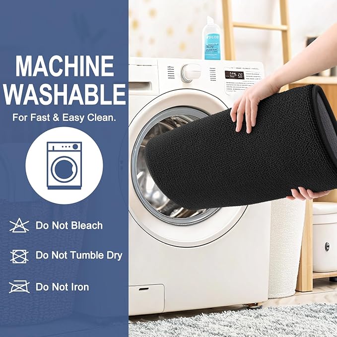 OLANLY Thick Memory Foam Bath Mat Rug 34x21, Extra Soft Absorbent Bathroom Rug, Quick Dry Bath Mats, Non-Slip, Machine Washable Carpet for Bathroom, Tub and Shower, Home Decor Accessories, Black
