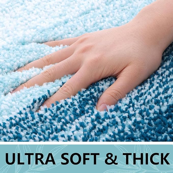 Arotive Microfiber Bathroom Rugs, Shaggy Soft and Absorbent Bath Rug, Non-Slip, Thick Plush Machine Washable Dry Bath Mats for Bathroom, Tub and Shower, 45x27, Peacock Blue, Rectangular