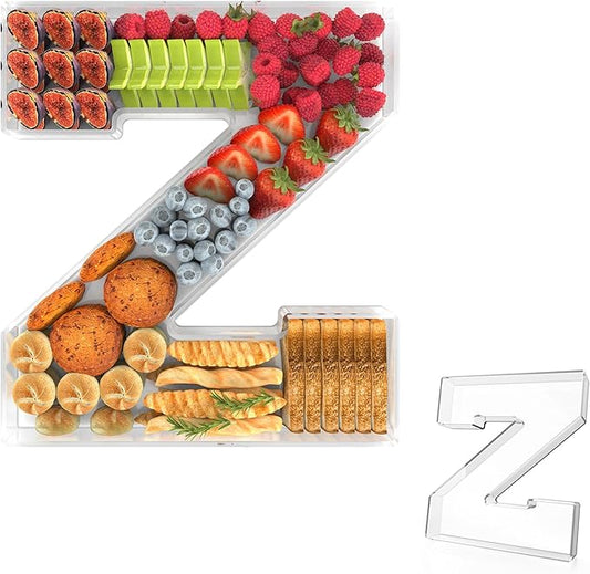 13.8" Acrylic Letter Charcuterie Tray, Charcuterie Letters Fillable Box for Food, Reusable Serving Cake Candy Dish Display Tray for Birthday Anniversary Party Decoration (Letter Z)