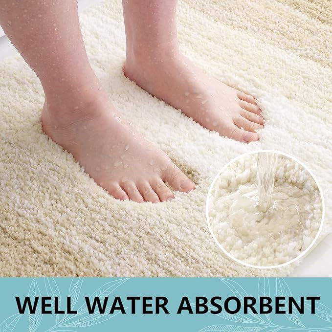 Arotive Microfiber Bathroom Rugs, Shaggy Soft and Absorbent Bath Rug, Non-Slip, Thick Plush Machine Washable Dry Bath Mats for Bathroom, Tub and Shower, 50x30, Light Beige, Rectangular