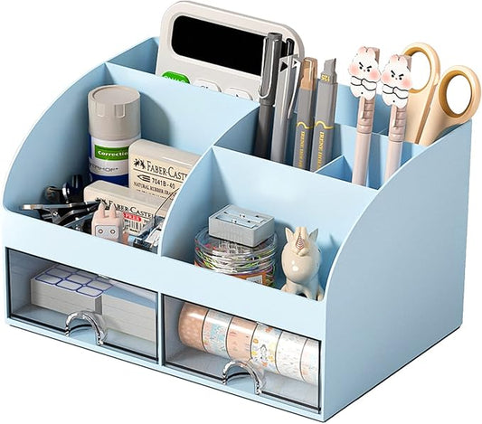 Desk Organizer with Drawers – Plastic Desktop Storage Organizer