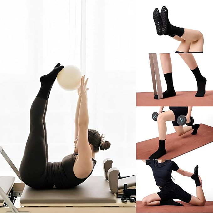 CoolMate Pilates Socks with Grips for Women, Yoga Socks, Crew Non Slip Women for Barre, Pilates Gifts