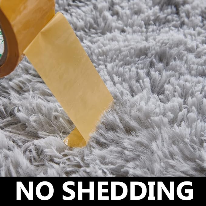 TABAYON Luxury 6x9 Modern Indoor Home Living Room Area Rugs, Anti-Skid Soft Fluffy Shag Fur Bedroom Rugs for Home Decor Tie-Dyed Light Grey