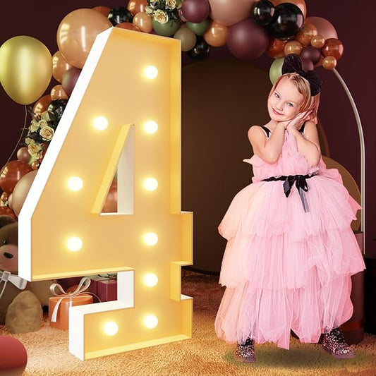imprsv 4FT Marquee Numbers, Light Up Numbers 4 for 40th Birthday Decorations, Marquee Light up Letters Anniversary Party Decor, Pre-Cut Foam Board Kit