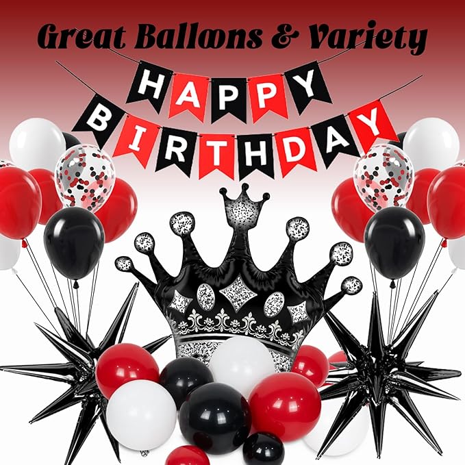 Red & Black Birthday Party Decoration Kit – Balloon Banner Set