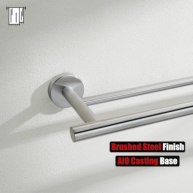 JQK Double Bath Towel Bar, 30 Inch 304 Stainless Steel Thicken 0.8mm Towel Rack for Bathroom, Towel Holder Brushed Finished Wall Mount, Useable Length 27 Inch, TB100L27-BN