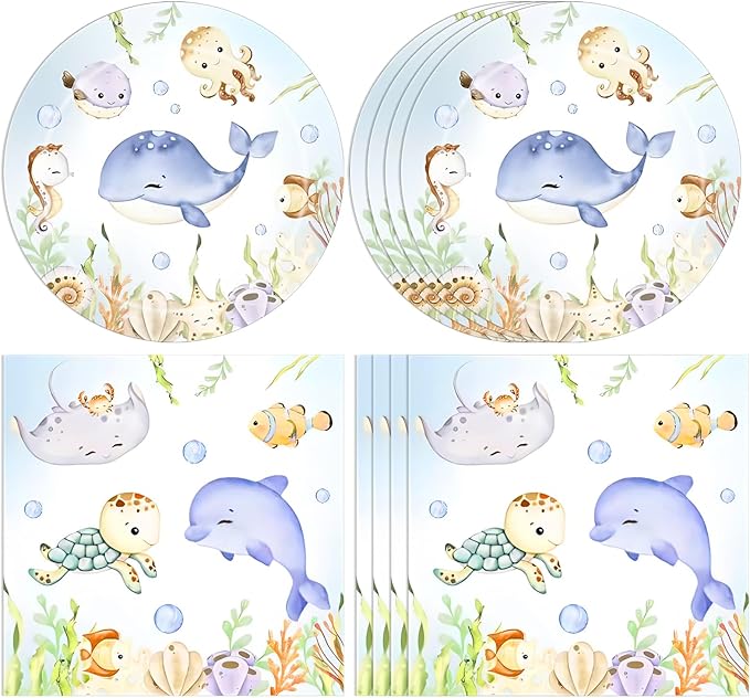 Under The Sea Party Tableware Set – Plates & Napkins for Birthday Party