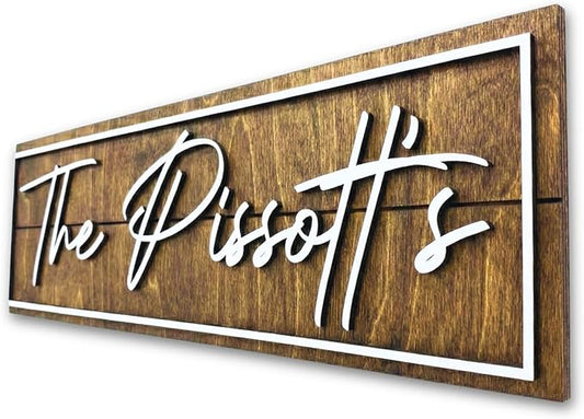 Personalized Family Name Sign - Custom Last Name Wood Decor Plaque, 20x7 in Rustic Farmhouse Style Wedding Gift, Housewarming Gift, Custom Wooden Hanging with Established Date, Small Art for Living Room or Entryway