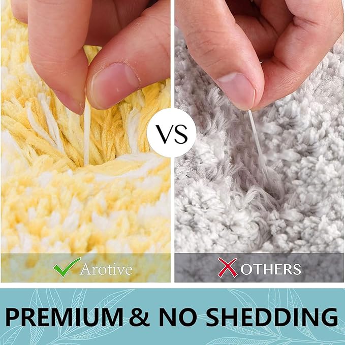 Arotive Microfiber Bathroom Rugs, Shaggy Soft and Absorbent Bath Rug, Non-Slip, Thick Plush Machine Washable Dry Bath Mats for Bathroom, Tub and Shower, 54x24, Light Yellow, Rectangular