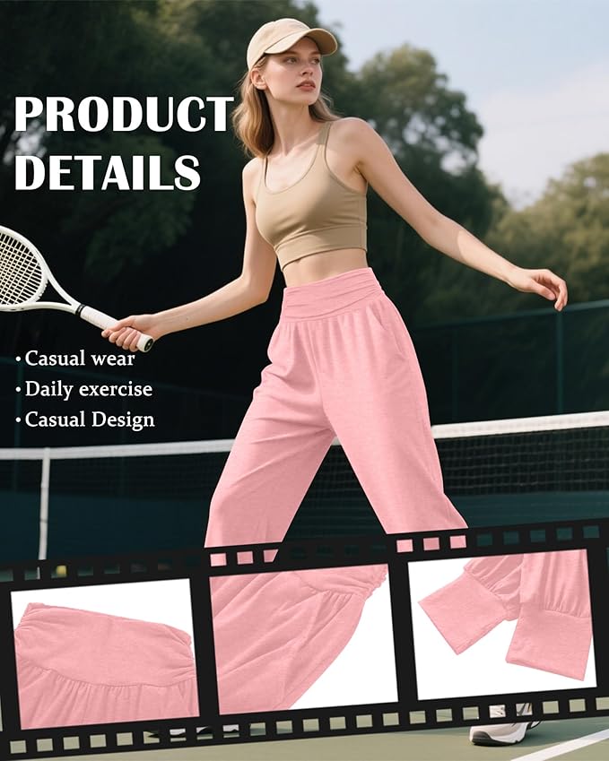 2 Pack Women's Yoga Joggers, Cozy Sweatpants with Pockets Casual Loose Comfy High Waisted Lounge Pants