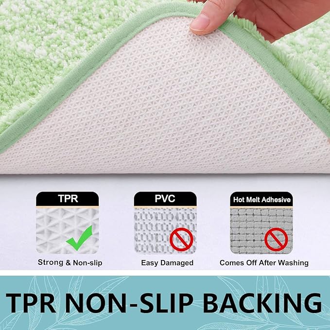 Arotive Microfiber Bathroom Rugs, Shaggy Soft and Absorbent Bath Rug, Non-Slip, Thick Plush Machine Washable Dry Bath Mats for Bathroom, Tub and Shower, 44x24, Sage Green, Rectangular