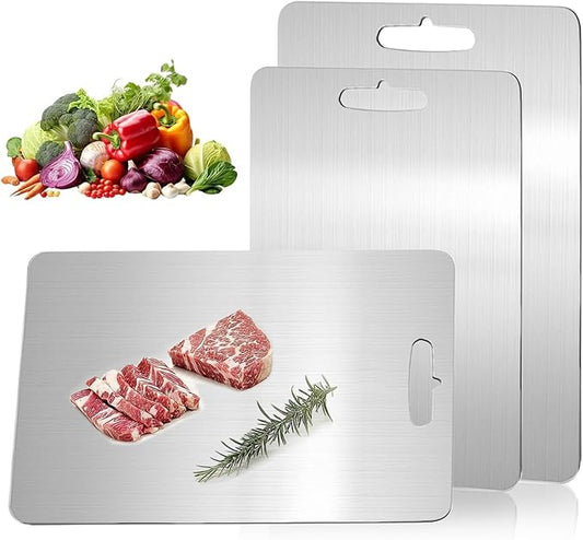 Katuchef Titanium Cutting Board,2026 New 100% Pure Titanium Cutting Boards for Kitchen,Titan Cut Pro Non toxic Doubld-Side Durable Chopping Boards, Easy to Clean and Store(2PCS-M+L)