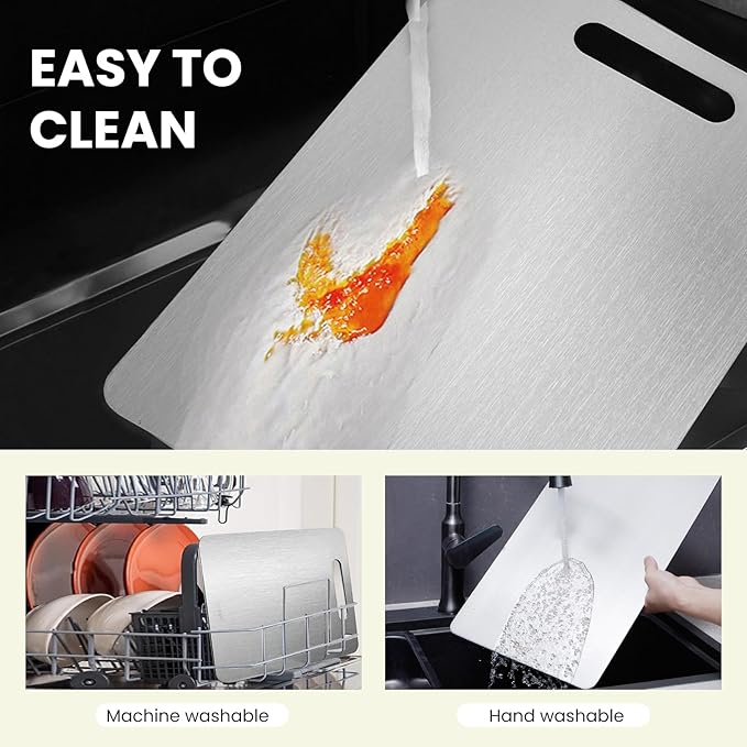New Titanium Cutting Board - 100% Pure Titanium Cutting Boards For Kitchen,Easy to clean,Double-sided food-grade Cutting Board For Cutting Meats, Fruits And Vegetables(15 * 11)