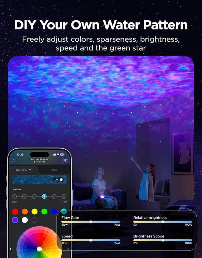 Galaxy Star Projector Night Light – Ocean Wave LED Mood Lamp for Bedroom