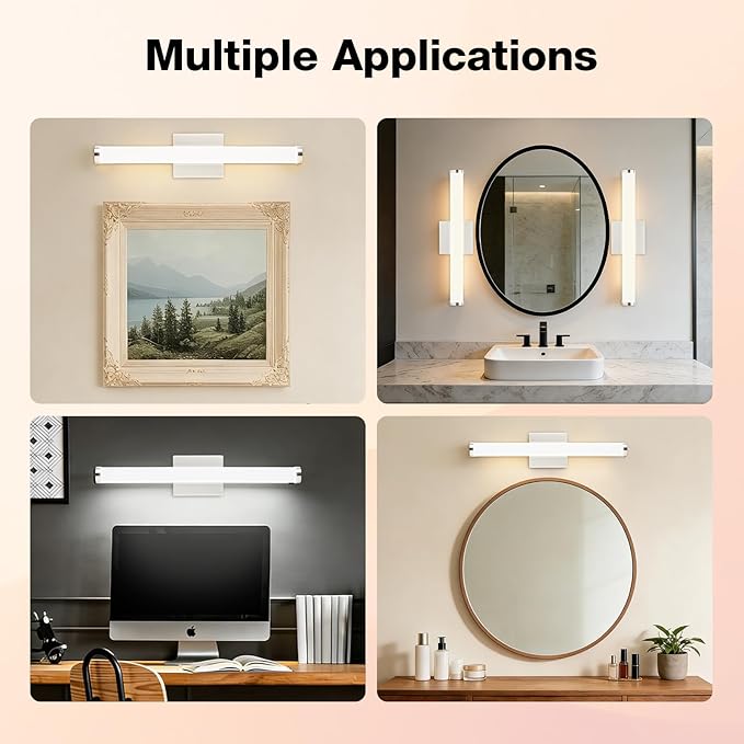 LEDVANCE Sylvania 24" Modern Vanity Lights for Bathroom, 22W, 5 Temperature Select (2700K/3000K/3500K/4000K/6000K), Dimmable, Round Shape, Brush Nickel, with Accessories - 1 Pack (66560)