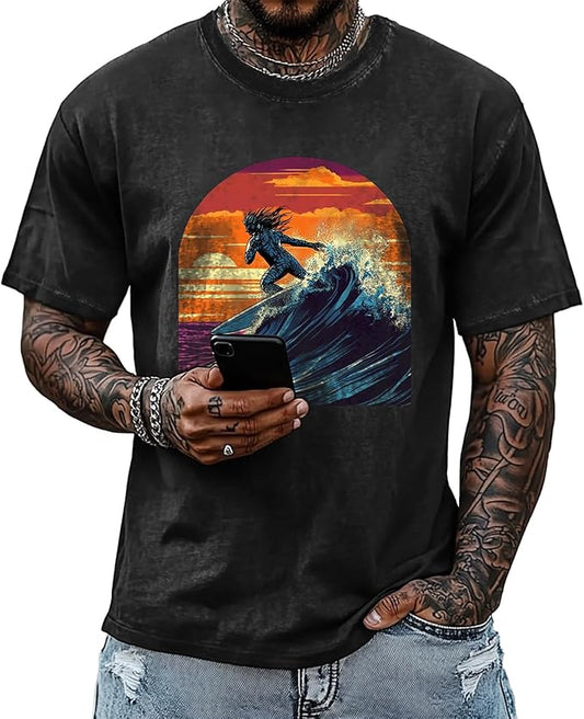 Mens Dragon Grpahic T-Shirts Short Sleeve 100% Cotton Crewneck Big and Tall Outdoor Summer Quick Dry Undershirts