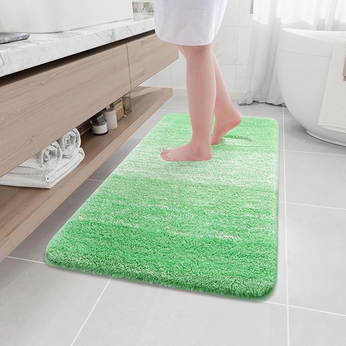 Arotive Microfiber Bathroom Rugs, Shaggy Soft and Absorbent Bath Rug, Non-Slip, Thick Plush Machine Washable Dry Bath Mats for Bathroom, Tub and Shower, 44x24, Green, Rectangular