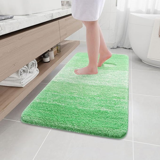 Arotive Microfiber Bathroom Rugs, Shaggy Soft and Absorbent Bath Rug, Non-Slip, Thick Plush Machine Washable Dry Bath Mats for Bathroom, Tub and Shower, 44x24, Green, Rectangular