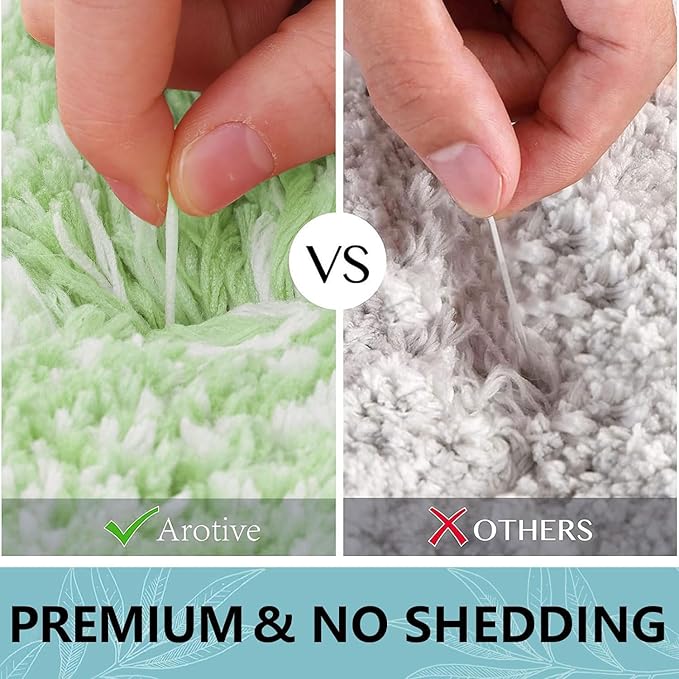 Arotive Microfiber Bathroom Rugs, Shaggy Soft and Absorbent Bath Rug, Non-Slip, Thick Plush Machine Washable Dry Bath Mats for Bathroom, Tub and Shower, 44x24, Sage Green, Rectangular