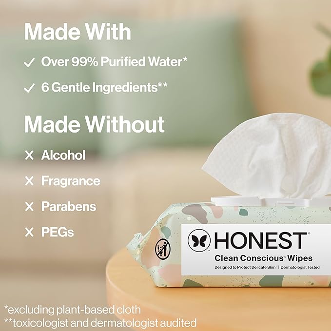 The Honest Company Hypoallergenic Multi-Use Baby Wipes for Sensitive Skin, Geo Mood, 576 Count