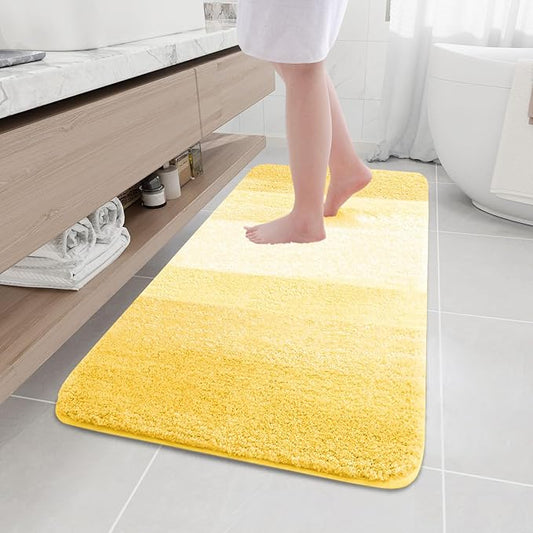Arotive Microfiber Bathroom Rugs, Shaggy Soft and Absorbent Bath Rug, Non-Slip, Thick Plush Machine Washable Dry Bath Mats for Bathroom, Tub and Shower, 47x24, Yellow, Rectangular