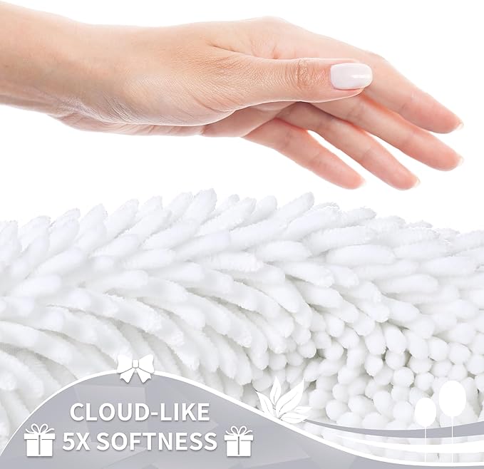 Yimobra Long Bathroom Rugs Runner 55x24 Inch, Extra Thick Soft Absorbent Chenille Bath Mat, Non Slip Machine Washable, Quick Dry Bath Rugs for Bathroom Floor, Tub and Shower, White